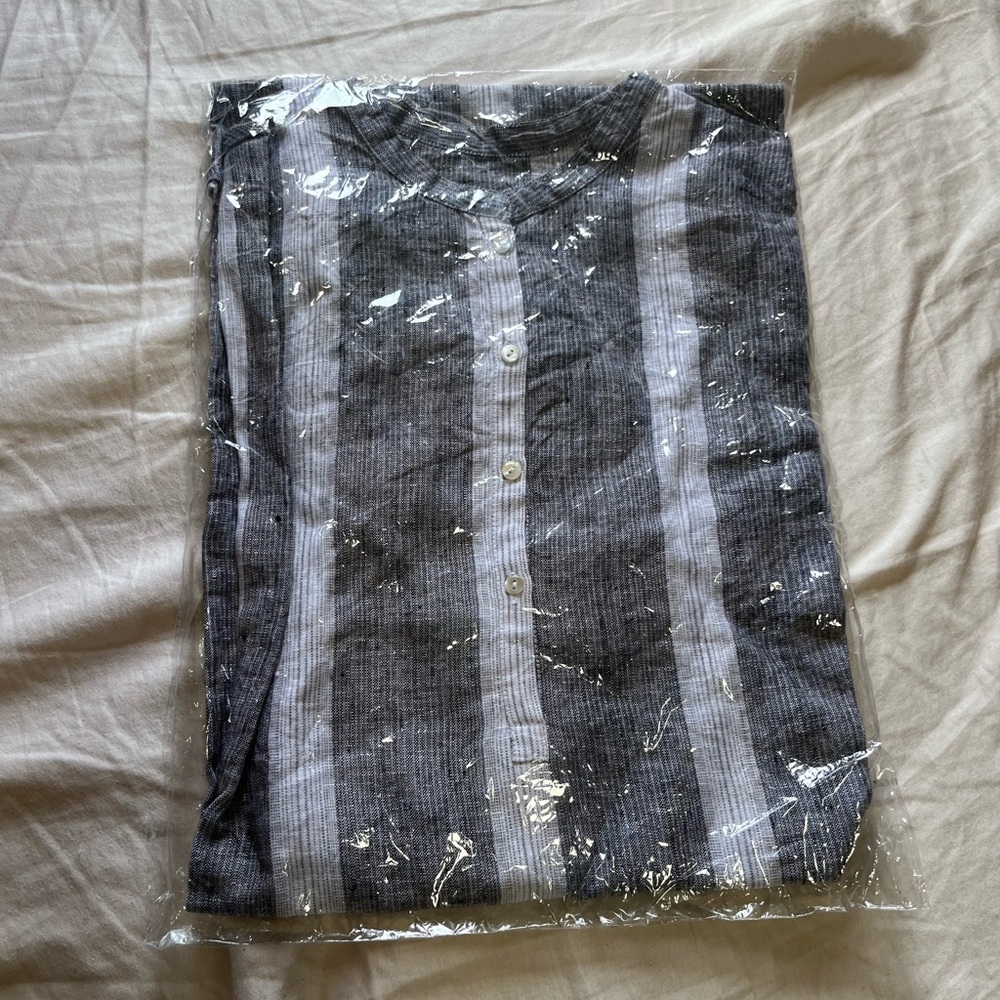 Jess Brown Atelier Tunic Grey Striped Linen